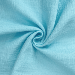 Ткань Муслин Жатый, цвет Небесно-голубой (на отрез)  в Наро-Фоминске